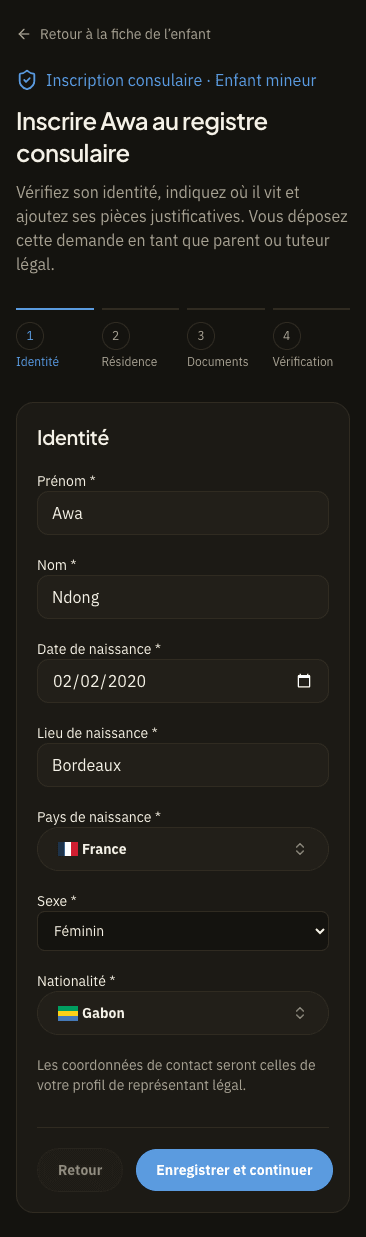 Voir l’étape Identité sur mobile