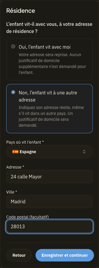Voir le cas : l’enfant vit ailleurs
